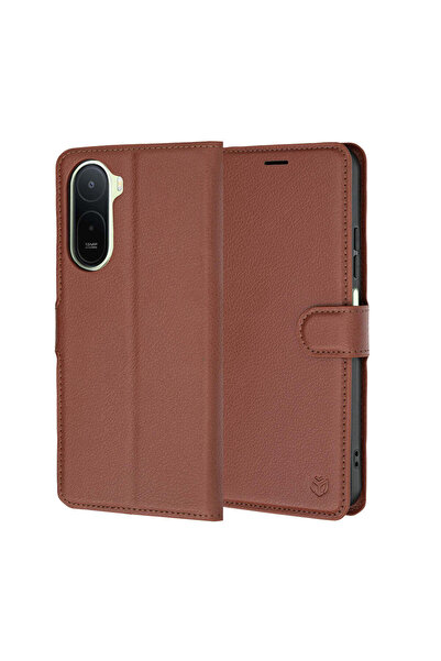 Techsuit Husă pentru Xiaomi Redmi A7 Pro 4G, tip portofel din piele, maro - maro