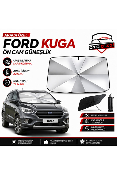 Oto Çizgi Ford Kuga Şemsiye Tip Ön Cam Güneşliği Katlanabilir UV Korumalı Ara...