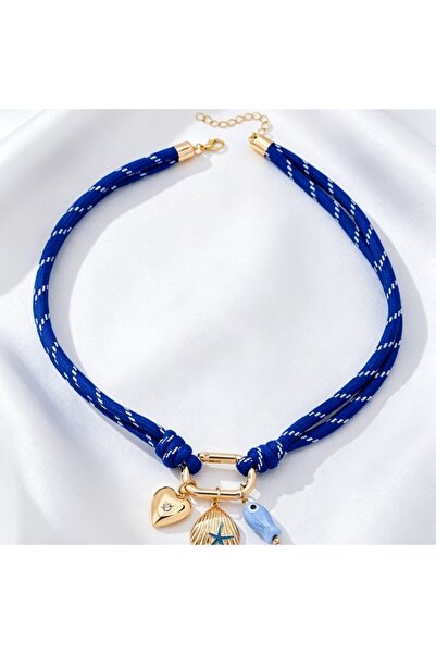 Choice1 XL6030-2 Fresh Summer Blue Braided Cord Choker Necklace Women Ocean R...