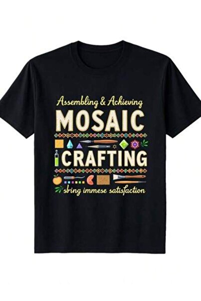 4CR Mosaic Crafting Theme Men Fabric Comfortable T Shirt Round Neck Loose Fit...