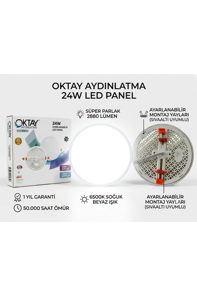 Oktay Aydınlatma OKTAY 24W AYARLANABİLİR LED PANEL