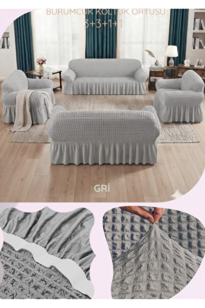 Uy Style Bürümcük Elastic Sofa Cover Set 3+3+1+1