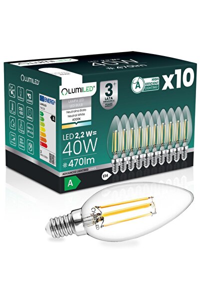 Lumiled 10x Bec LED E14 Tip Lumânare B35 2.2W 470lm = 40W 4000K Neutru 360 ° ...