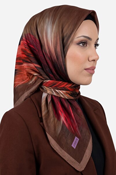 hadiora Women's Coffee Brush Pattern Ready-To-Wear Sewn Cotton Muslin Hijab