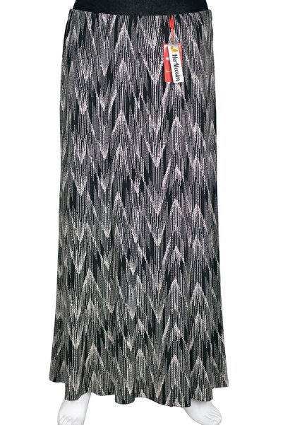 HESNA Women's Ecem Battal Size 8 Piece Elastic Black Skirt D67