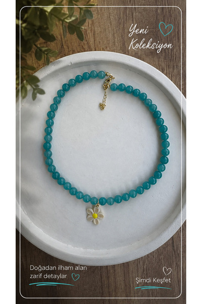 Stoneday Amazonite Natural Stone Murano Daisy Pendant Summer Special Design N...