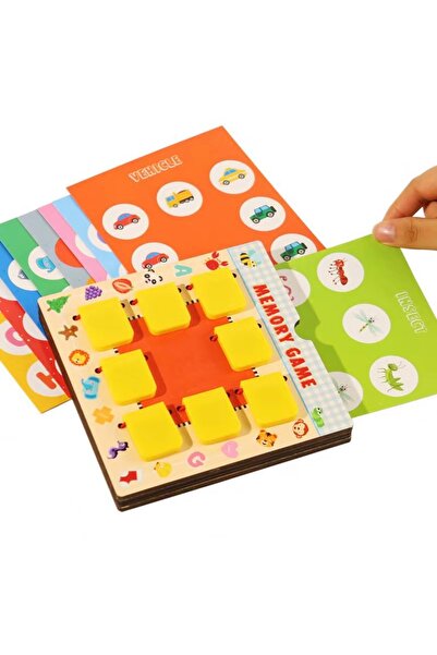 Generic Brand Wooden Memory Game Board with Flip Tiles - Matching Card Game f...