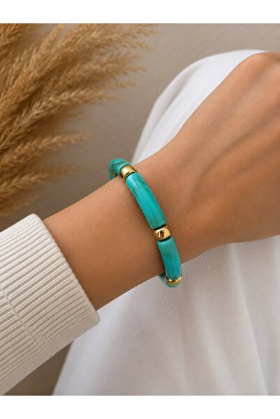 BIJUTERI Gold Detailed Rubber Bone Bracelet