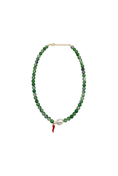 Charmist Pearl Bead Detailed Lucky Pepper Necklace