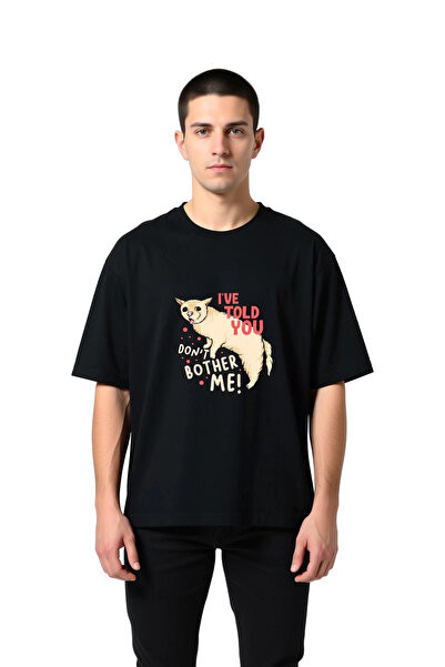 PayBuy Men's Oversize T-Shirt 100% Cotton Cat Printed Casual Relaxed Fit Humo...