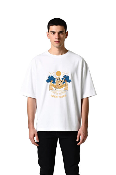 PayBuy Men's Oversize Music Theme Cat Printed T-Shirt Relaxed Fit Casual Wear...