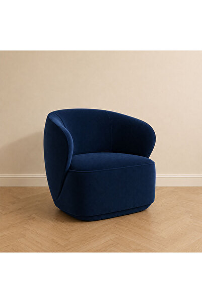 homejoyz Suede and Wood Velvet Chair-80X82X78 Cm-Blue