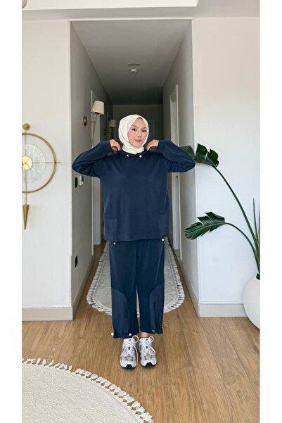 THEK BUTİK Hooded Drawstring Detailed Pique Fabric Double Set