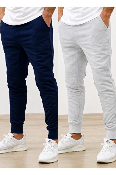 TORUK MAKTO Set of 2 Unisex Ribbed Leg Sweatpants Jogger Comfortable Fit Dail...