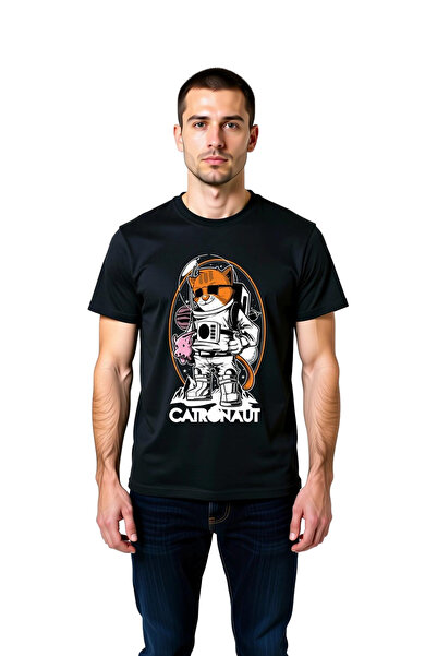 PayBuy Space Cat Astronaut Illustration Printed Men's T-Shirt