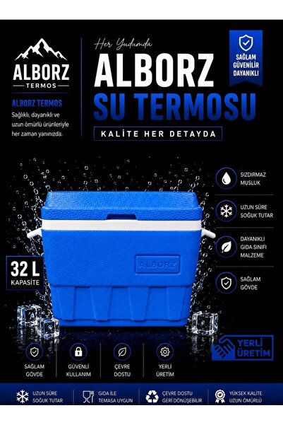 ALBORZ 32 Litre Buzluk Termos | Uzun Süre Soğuk Tutan Taşınabilir Piknik, Kam...