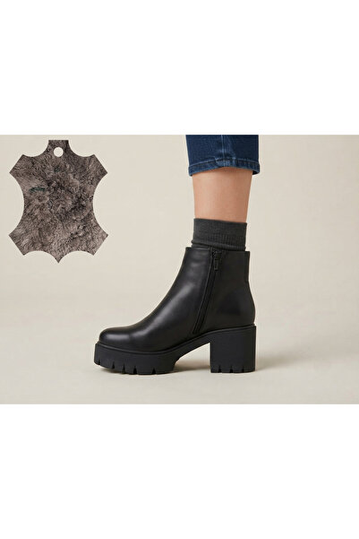 MARCO ROCCO Genuine Leather Zippered Fur Lined Boots Women's Shoes
