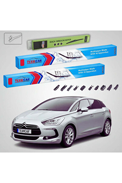 TEAMCAR Wipers Citroën DS 5 Hatchback 2011-2015 | Front and Rear Set Flat Pre...