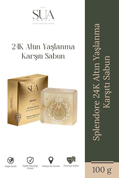 Sua Horeca Splendore Yaşlanma Karşıtı Yüz Sabunu 24K Altın ve Hyalüronik Asit...