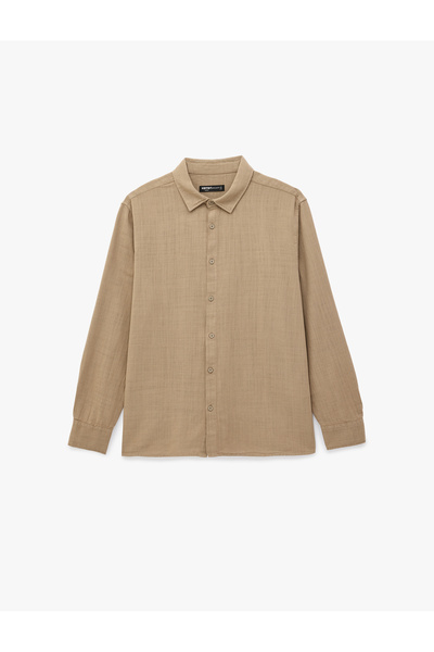 Koton Regular Fit Cotton Long Sleeve Classic Collar Shirt