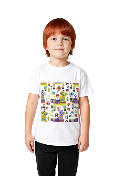PayBuy Colorful Striped Horse and Flower Garden Printed Children's T-Shirt
