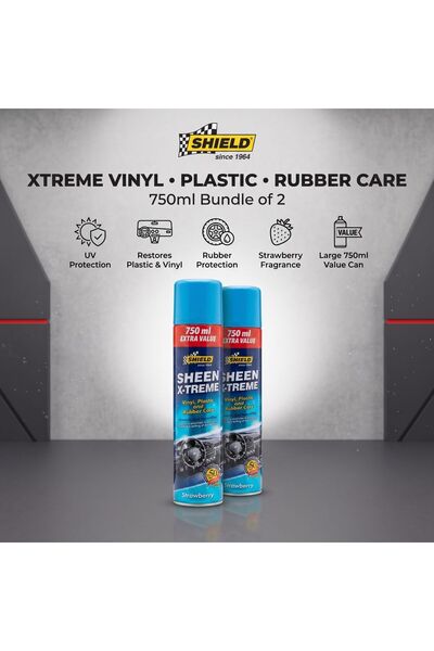 SHIELD Sheen Xtreme Vinyl Plastic Rubber Care Spray Strawberry Scented Dashbo...