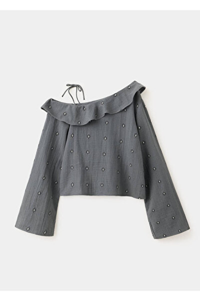 MANGO Kids Asimetrik yaka desenli bluz