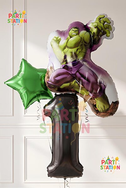 Parti Station Avengers Hulk Balloon 1 Year Old Set 3 Pieces Large Size Hulk B...