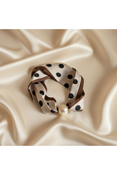 BHR AKSESUAR Women's Polka Dot Patterned Scarf with Pearl and Magnet, Stylish...