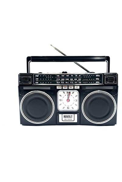 Rovolt Radio portabil NS-7003S cu Bluetooth, TWS, USB/TF, ceas și baterie reî...