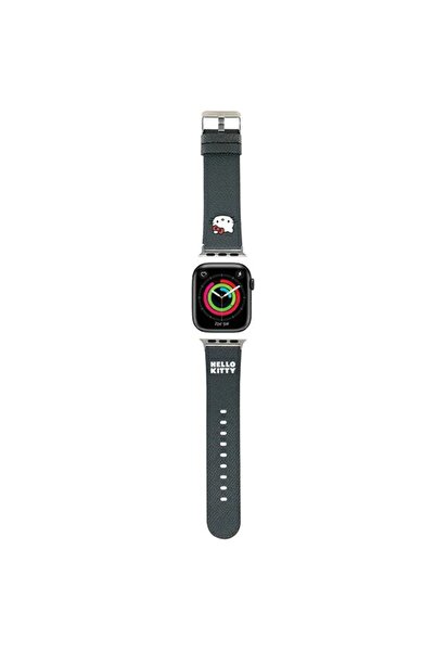 Hello Kitty Pasek HKAWMPGKHK Apple Watch 38/40/41mm μαύρο λουράκι με κεφάλι γ...