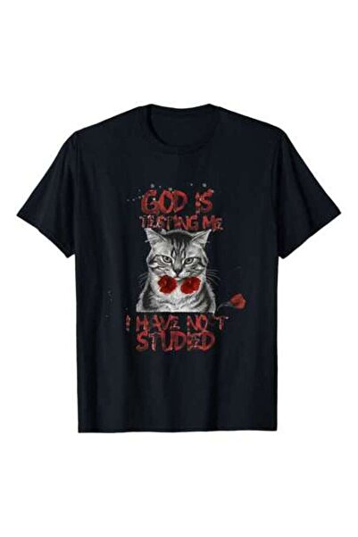 LİNA06 تي شيرت God's Tests, Resilience, Funny Cute Cat Lover، 220 جرام من الق...
