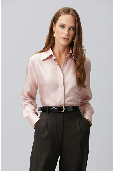 Network Limited Pembe İpek Twill Gömlek