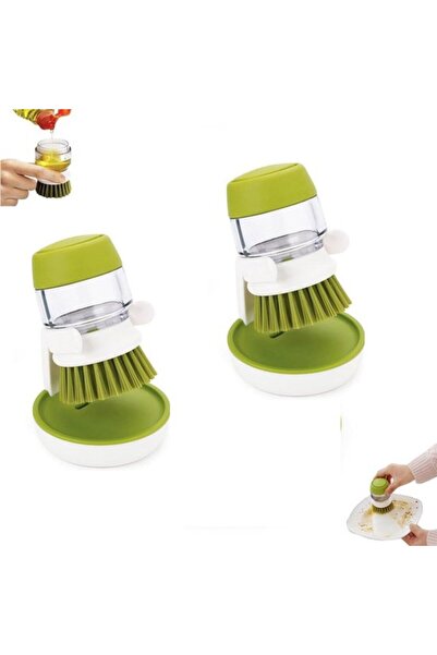 STARSTAR Two-piece dishwashing brush set with stand, green