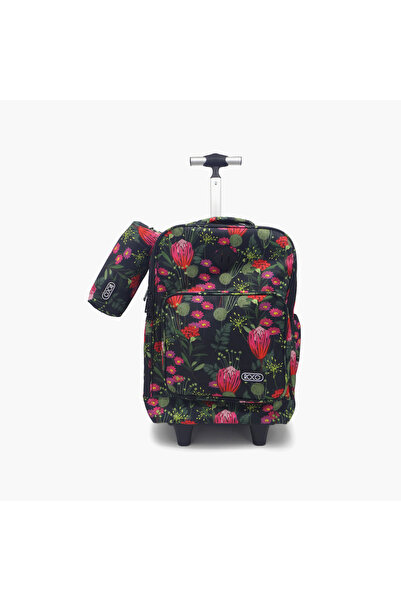 Roco Floral 2-Piece School Trolley Bag Set for Girls 5-8 Yrs with Pencil Case...