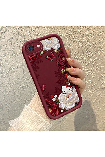 quırkshıeld iPhone 7/8/SE 2020 2022 Uyumlu Zarif Kırmızı Kelebek Peony Deseni...