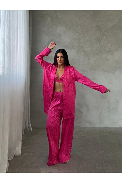 Jodtique Women's Satin Pajama Set with Bra and Hair Tie