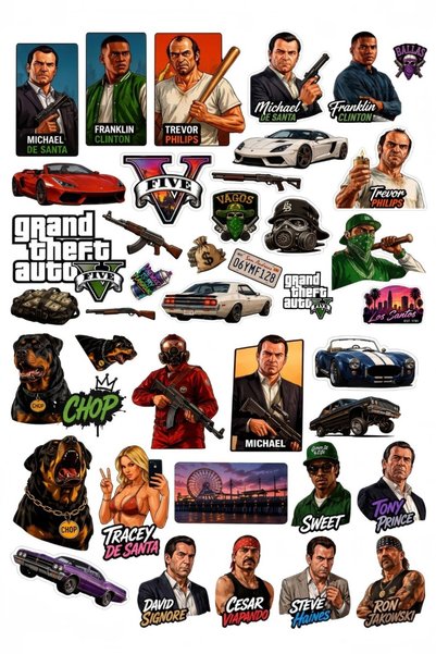 NEORA مجموعة ملصقات جراند ثيفت أوتو GTA مكونة من 76 قطعة