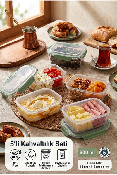 MAXİFRESH مجموعة حاويات تخزين الإفطار مكونة من 5 قطع، حاوية طعام صغيرة مستطيل...