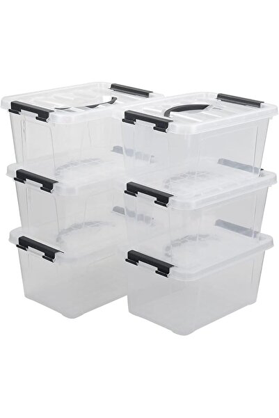 Generic (6 Pack) 6L Clear Rectangle Storage Boxes with Lid and Handle, Multip...