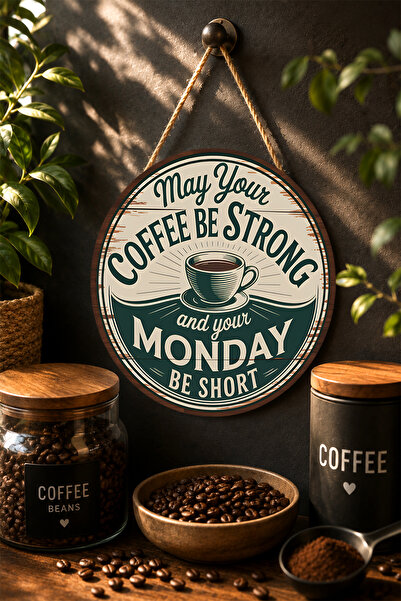 Mayeka May Your Coffee Be Strong and Monday Be Short Round Mdf Table Coffee