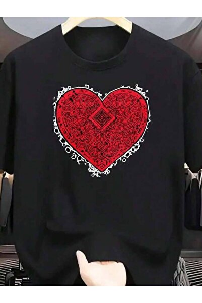 26LIK Short-Sleeved For Men And Women Red Heart Print - Casual Summer T-Shirt...