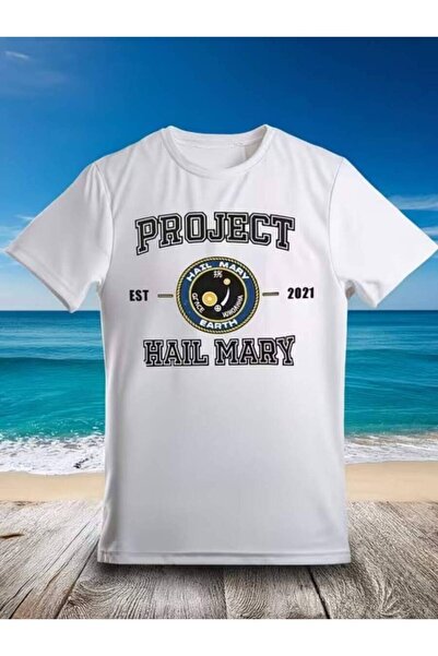 9JY Men's T-Shirt Short Sleeve Graphic Printed With Project Hail Mary 2021 Badge