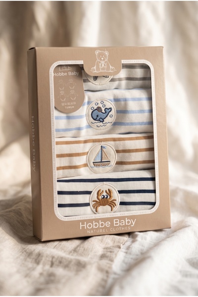 hobbe baby مجموعة من 4 قطع ملابس داخلية منقوشة مصنوعة من القطن بنسبة 100% للأ...