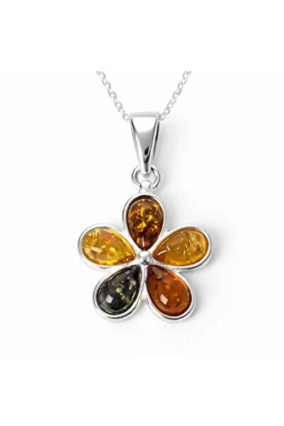 craftmystic Κολιέ Ασημένιο 925 με Λουλούδι από Φυσικό Ήλεκτρο σε 3 Χρώματα - ...