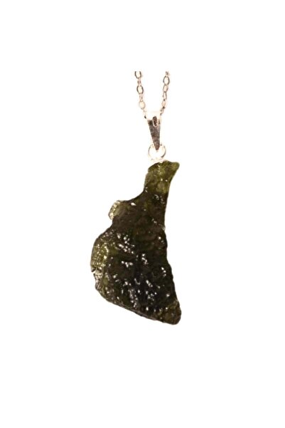 craftmystic Сребърен колие 925 с естествен молдавит 2.6 г – символична подкре...