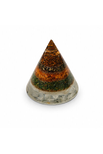 craftmystic Orgonit Conic cu Ochi de Tigru, Pirita, Citrin, Aventurin Verde s...