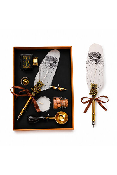 craftmystic Set Stilou Pana Alba cu Bufnita Vintage - Eleganta si Inspiratie ...