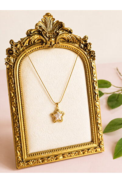 FLAWSOME JEWELRY STORE Starry Steel Necklace with Pearl Stone Karamaz