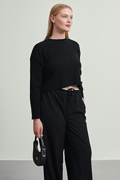 Gülce moda Women's Ribbed Oversize Cut Winter Knitwear Crop Sweater Glc1110